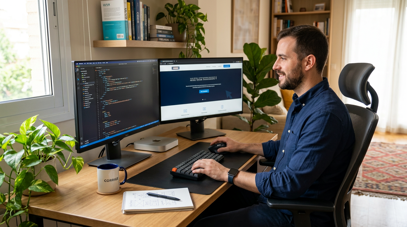 Imagen de un hombre programando